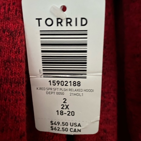Torrid red super soft plush relaxed hoodie sweatshirt 2X NWT - Picture 3 of 4